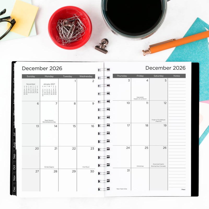 Mead 2026 Planner, Weekly & Monthly, 15-Month, 5-1/2"" x 8-1/2"", Small, Basic, Black (CRW4200526) - Image 3